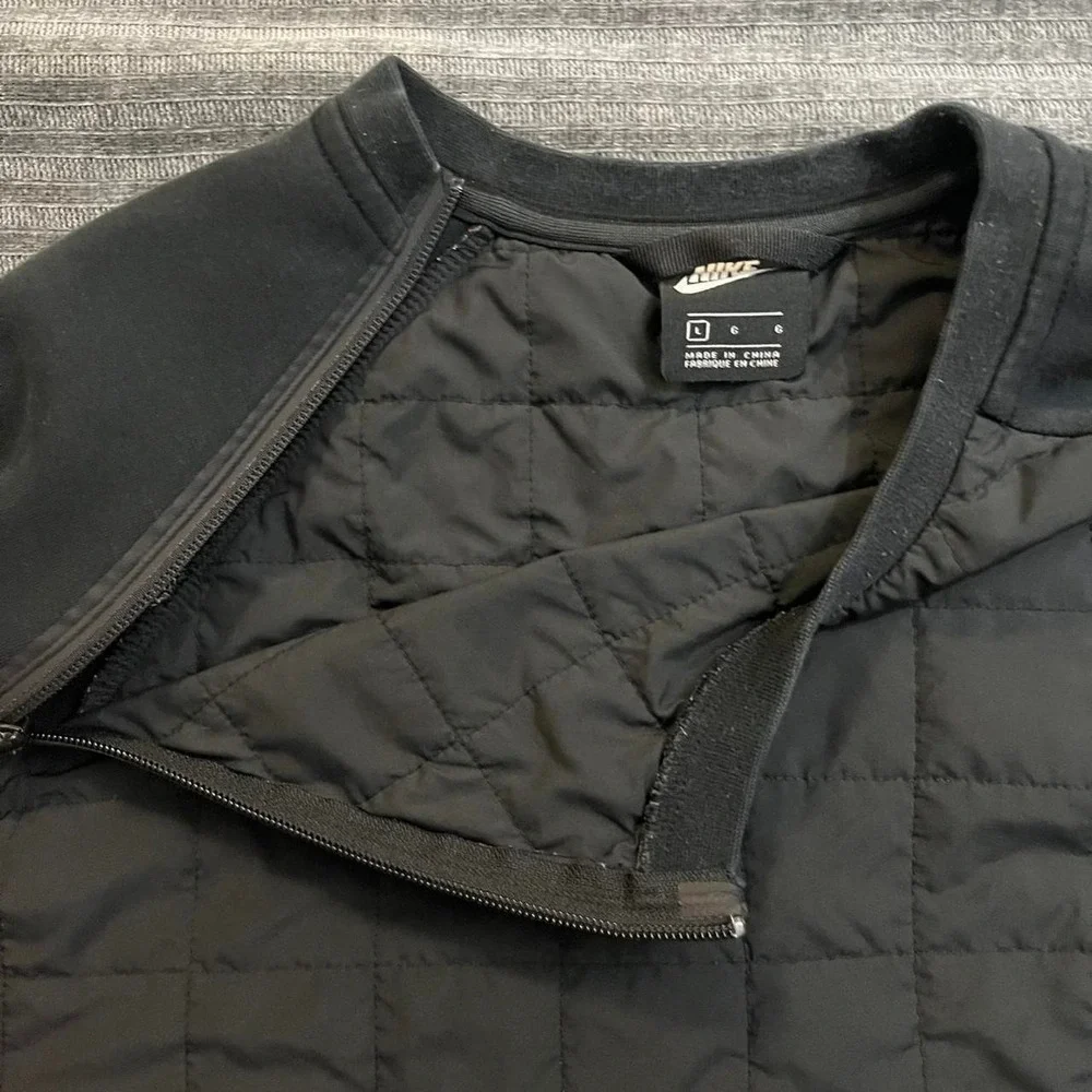 Y2k Nike Tech Pack Quilted Crew Pullover Sweatshirt Black Large BV3697-010
